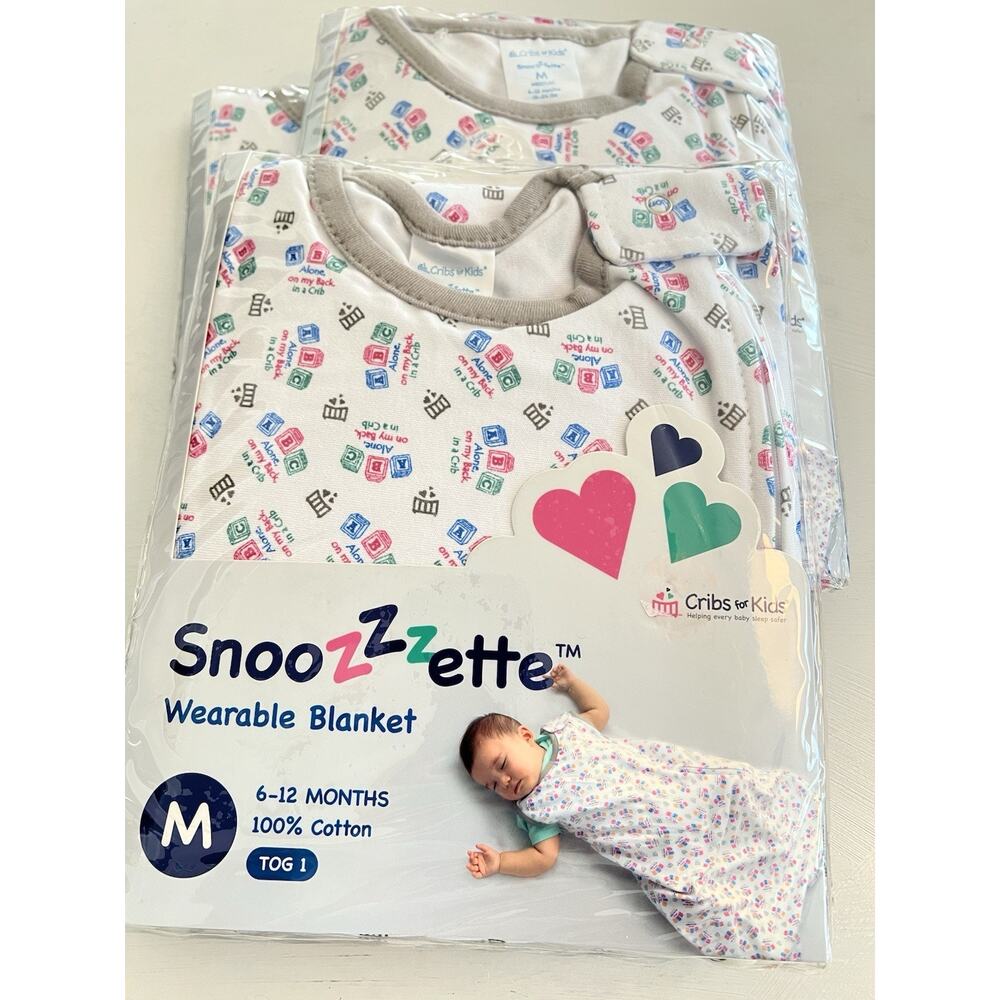 Lot of 3 Baby Wearable Blanket Snoozzzette 6-12 Months 100% Cotton Medium New